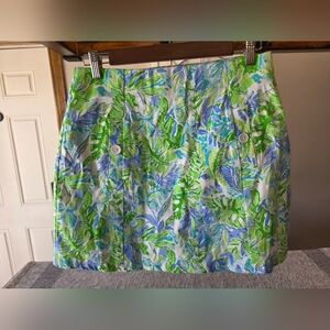 Tropical Leaf Print Mini Skirt
